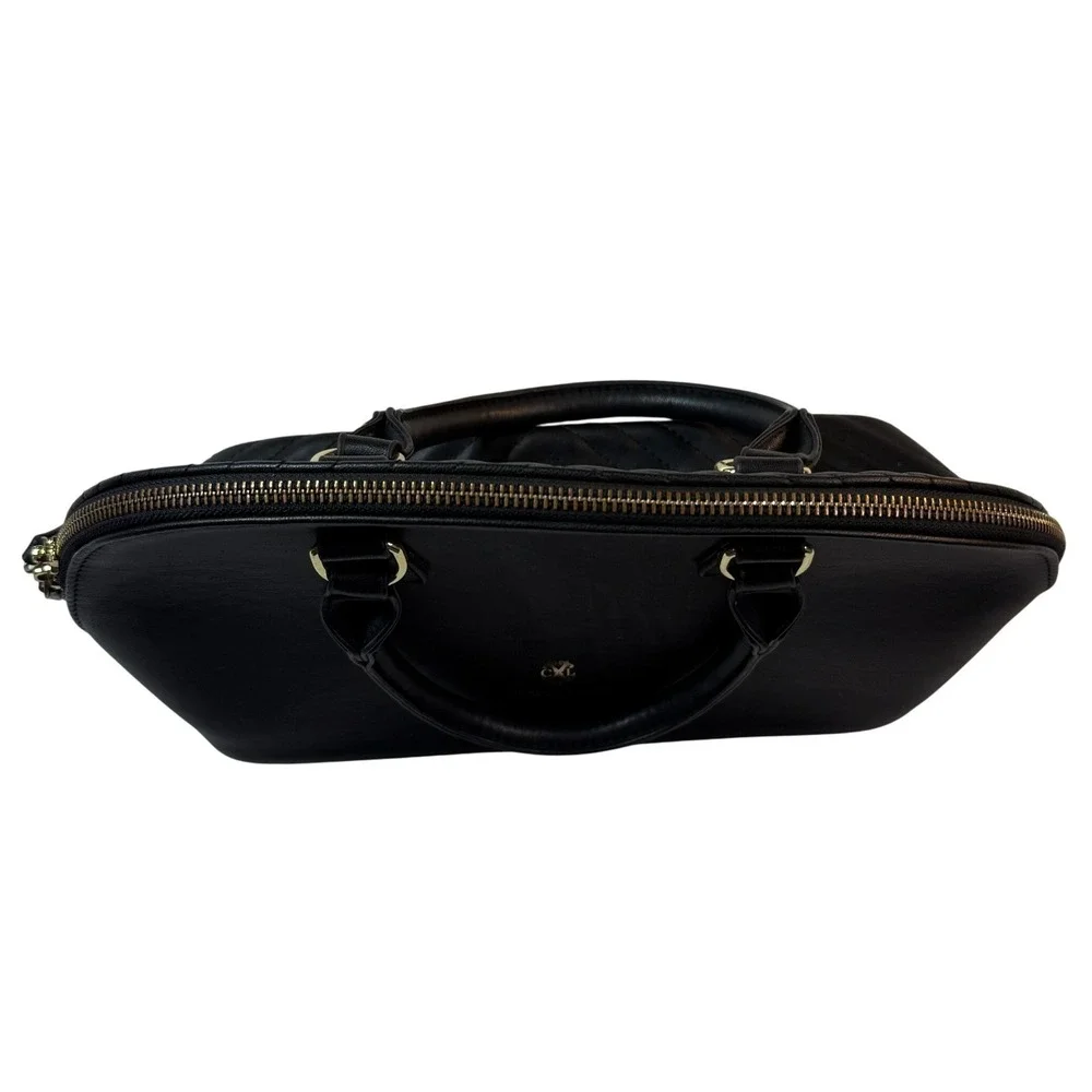 Christian Lacroix Y2K Satchel Purse Womens Medium‎ Blk Good Chevron Quilted Dome